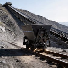A small rail wagon used to transport material inside a mine