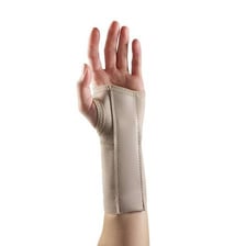 A medical splint supporting an injured arm.