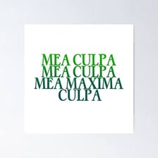 A manuscript displaying the Latin phrase “mea culpa”