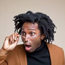A surprised person appearing temporarily speechless
