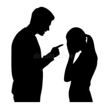 One person angrily scolding another.