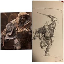 A fantasy illustration of an orc, a creature from Tolkien-inspired stories.