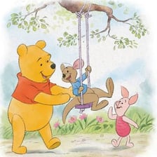 Roo and Piglet together in a Winnie-the-Pooh illustration