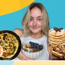 A person eating a morning meal