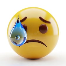 Happy and sad emoji faces that both include a visible tear.