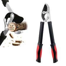 A gardener cutting a branch with pruning shears