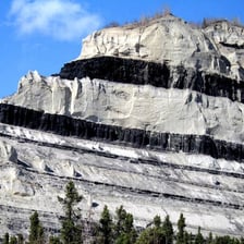 A mineral-rich seam visible in exposed rock