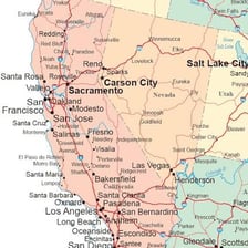 A map showing Arizona bordering California