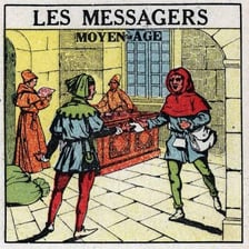 A historical-style illustration of a person promising to return soon.