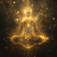 An artistic depiction of a person surrounded by a subtle glow.