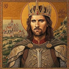 Aragorn depicted as king in The Lord of the Rings