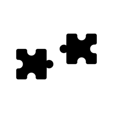 Two interlocking puzzle pieces representing a matched pair.