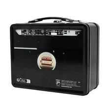 A metal-cased guitar amplifier