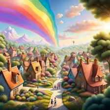 An illustration of a peaceful, idealized community.