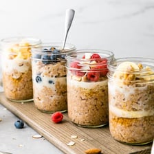 A jar of oats soaking overnight as a breakfast dish
