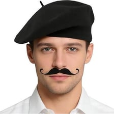 A hat resting on a person’s head.