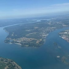 An aerial view of Lake Erie’s shoreline