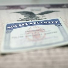 A Social Security card with its identifying number obscured