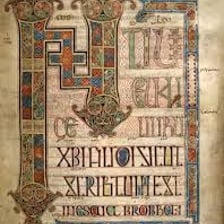 An illuminated manuscript page illustrating historical English writing.