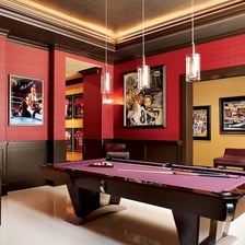 Several billiard tables inside a pool hall