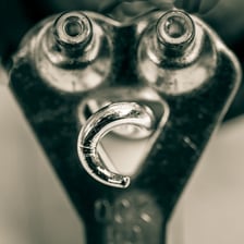 A close-up view of a small flaw in an object