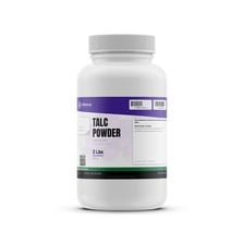 A sample of pale talc mineral and talc powder