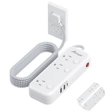 A power strip with a visible on/off switch.