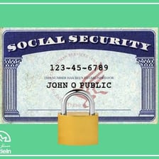 Identification document with a Social Security number blacked out