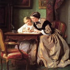 An illustration depicting Jane Eyre as a Victorian governess.