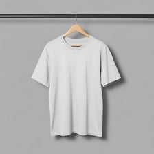 Simple plain T-shirts displayed on a clothing rack