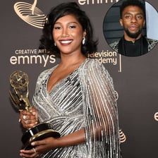 A television Emmy statuette associated with Chadwick Boseman.