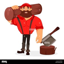 A large, clumsy-looking man in a cartoon illustration