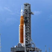A NASA rocket launching into space