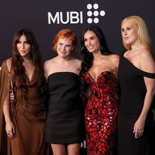 Demi Moore appearing at an event promoting The Substance.