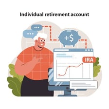 Illustration representing an individual retirement account and retirement savings