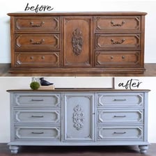 A before-and-after comparison of a restyled piece of furniture