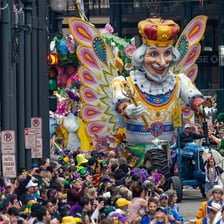 A colorful Mardi Gras parade in New Orleans