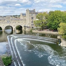 The River Avon running through the city of Bath, England.