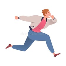 A person hurrying quickly