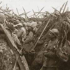 Soldiers in a battlefield scene