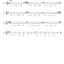 An educational illustration showing musical notes descending on a staff.