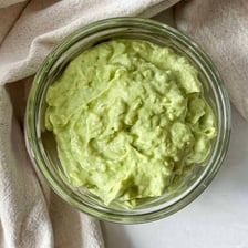 Mashed avocado prepared in a bowl for guacamole