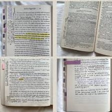 Books and annotated pages associated with literary criticism.