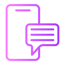 A social media direct-message interface represented by a chat bubble.