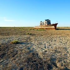 A landscape along the North Aral Sea in Central Asia.