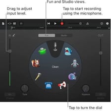 The GarageBand audio-production software interface