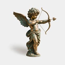 A winged cherubic figure representing Cupid with a bow and arrow.