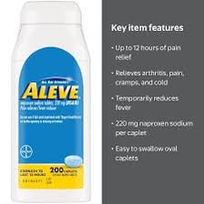 Aleve pain-relief product packaging