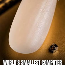A tiny object shown beside a much larger object.