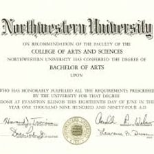 A diploma representing a Bachelor of Arts degree